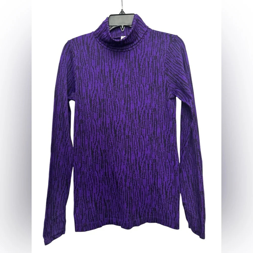 Athleta Flurry Elemental Turtleneck Size Small Purple Black Long Sleeve Layering - Picture 2 of 7